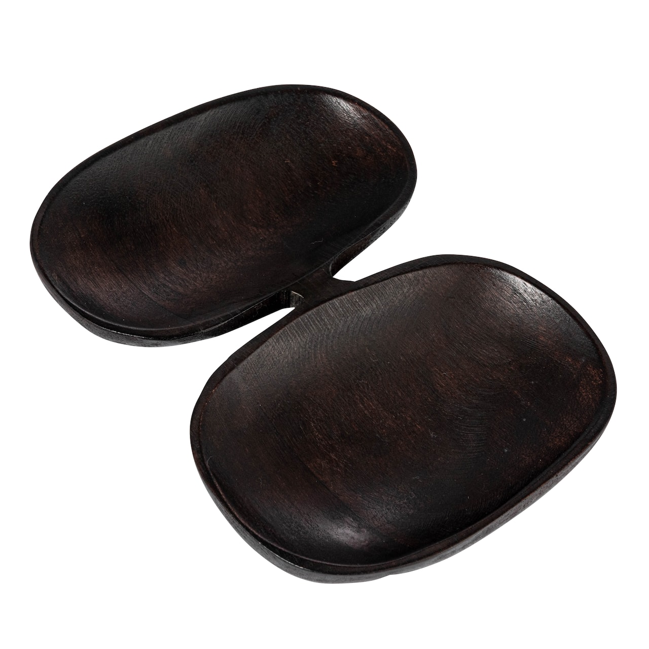 Hello Honey® 6" Brown Mango Wood Dual Cavity Serving Dish